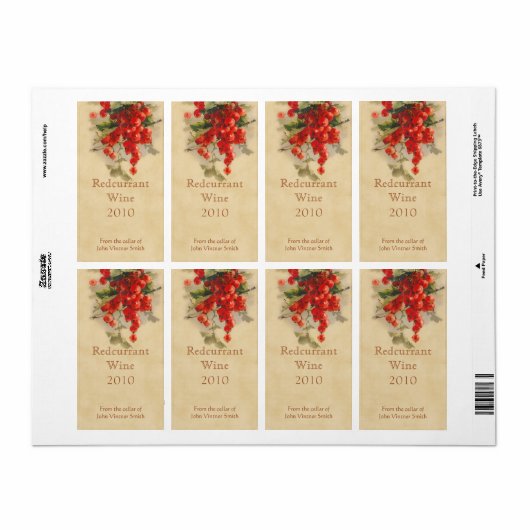 Etiket van fles rode aalbessen (Full Sheet)