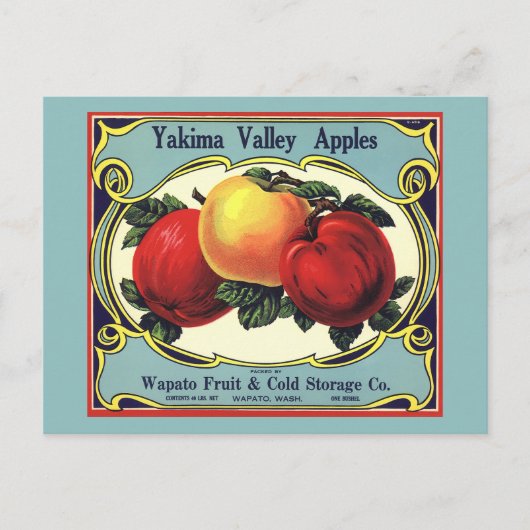 etiket van fruitkratten Art Yakima Valley Apples Briefkaart (Voorkant)