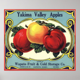  etiket van fruitkratten Art Yakima Valley Apples Poster