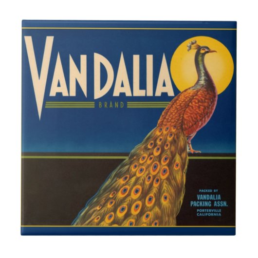  etiket van pacock-fruitkratten tegeltje (Voorkant)