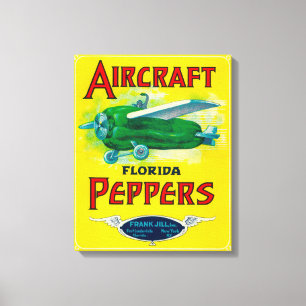 Etiket vliegtuig Pepper Canvas Afdruk