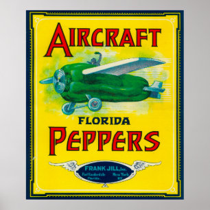 Etiket vliegtuig Pepper Poster
