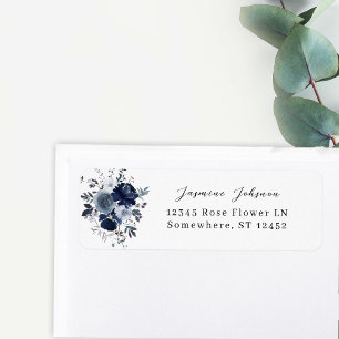 Etiket voor blauw en zeeminkel retournering