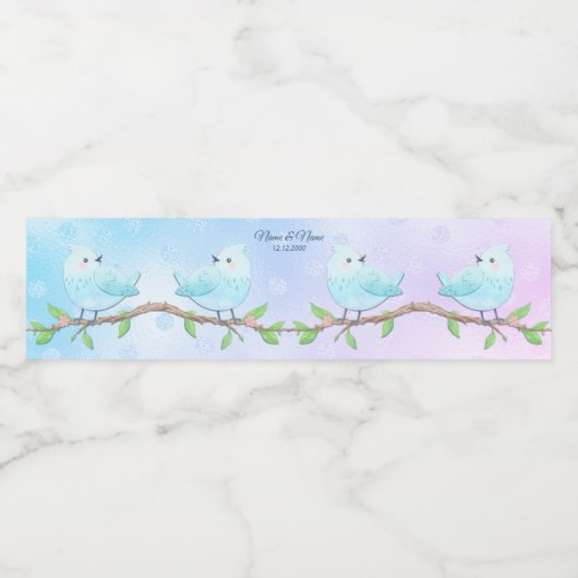 Etiket voor Blue Bird Water-fles (Enkel label)