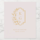 Etiket voor botanische rest Monogram bruiloft Wijn (Enkel label)