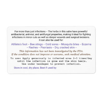 Etiket voor de achterkant van de zoute pot.