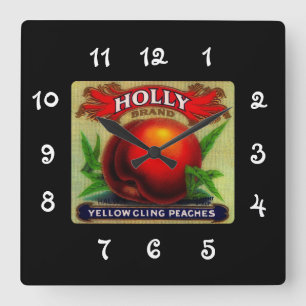  etiket voor fruitkratten Holly - uurklok Vierkante Klok