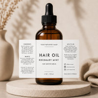 Etiket voor haaroliedroppelaar in witte salon-spa-