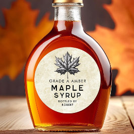 Etiket voor het inblikken van esdoornsiroop met bl