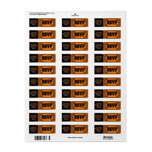 Etiket voor het onderdrukte Halloween RSVP-adres (Full Sheet)