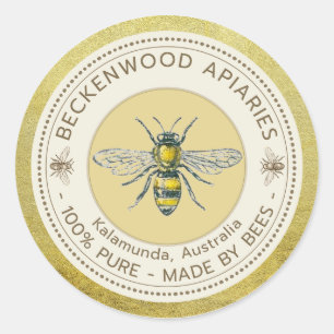 Etiket voor honingbijen Gele bijenhouder Apiary Go