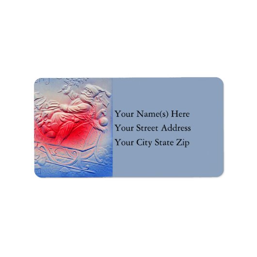 Etiket voor ingegraveerde kerstman in Sleigh adre (Voorkant)