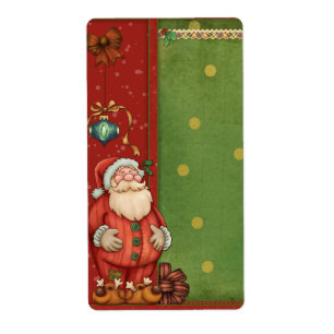 Etiket voor kerstman en baubel