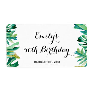 Etiket voor mini champagne botanische tropische fl