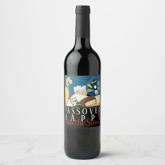 Etiket voor Passover Wine Fles De seder Table (Voorkant)