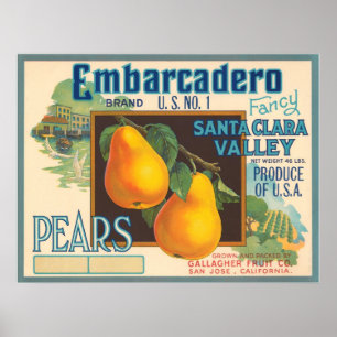 Etiket voor peren in Embarcadero Poster