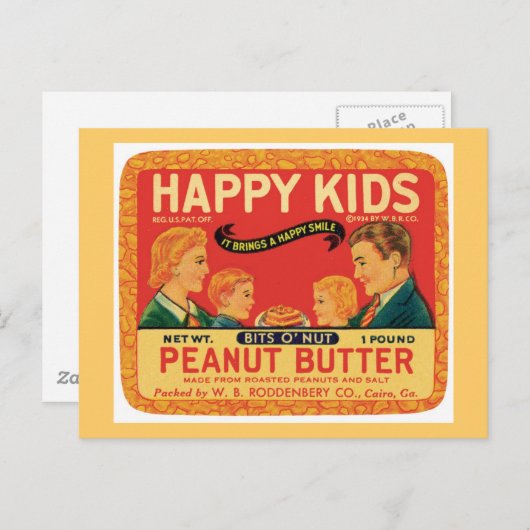 Etiket voor pindakaas voor voedingsproducten briefkaart (Voorkant / Achterkant)