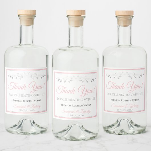 Etiket voor roze en grijze bruiloft Liquor Fles Da (Flessen)