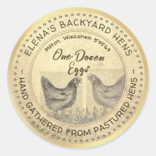 Etiket voor rugwergkippen Dozen Gold Grunge