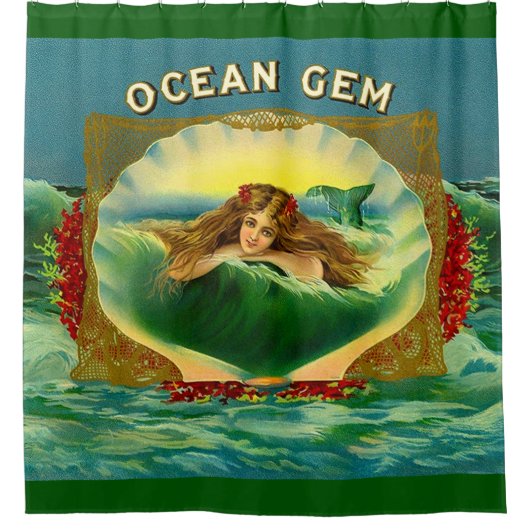 Etiket voor sigaren op basis van Ocean Gem mermaid Douchegordijn (Voorkant)