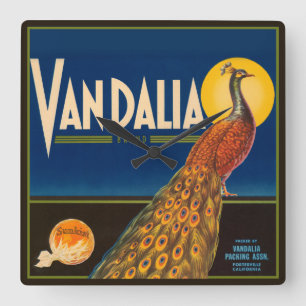 Etiket voor  Sinaasappels van fruitkratten Vierkante Klok