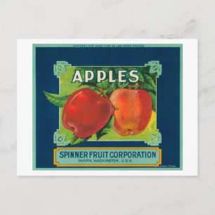 Etiket voor spinfruit — Yakima, WA Briefkaart