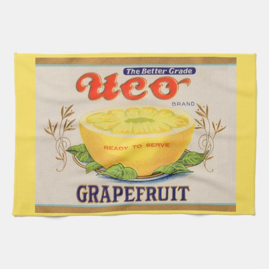 Etiket voor Uco-merk Grapefruits uit 1930 Theedoek (Horizontaal)