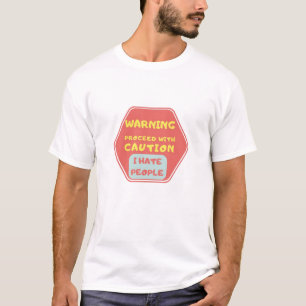etiket voor waarschuwing van de mens. t-shirt