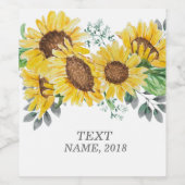 ETIKET VOOR WIJN - boho florale zonnebloem (Enkel label)