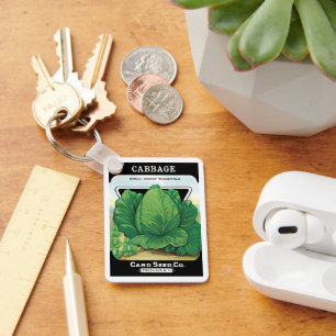  Etiket voor zaaizaad Kunst, groen kool Sleutelhanger