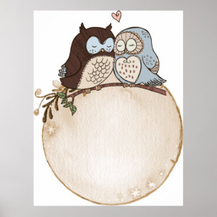 Etiket waterverf schattig label poster