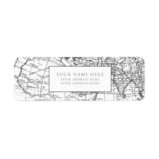 ETIKET WERELDKAART TERUGKEER ADRES (Voorkant)