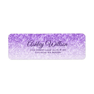 Etiket wit en Paars glitter