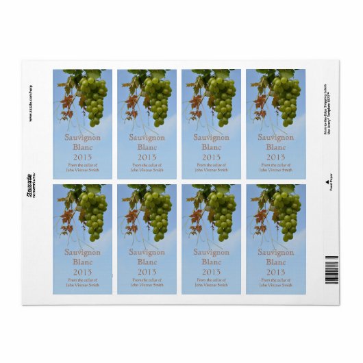 Etiket witte wijnfles (Full Sheet)