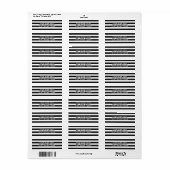 Etiket zwart/wit Striped inviteringsadres (Full Sheet)