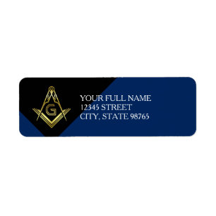 Etiketten aangepast Masonic Return-adres Blauw e