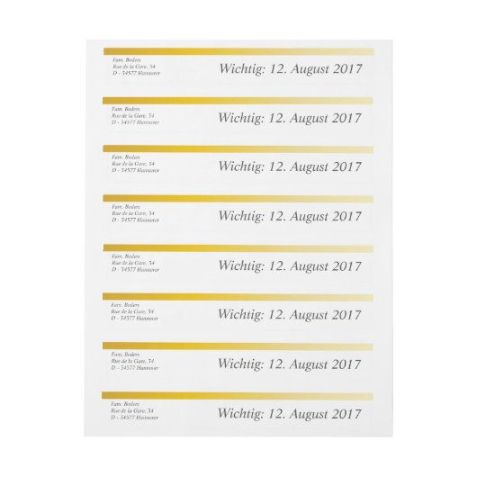 Etiketten gouden grens omwikkelbaar adreslabel (Vel)