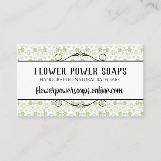  etiketten met handgemaakte zeepbadjes op floraal  visitekaartje (Voorkant)