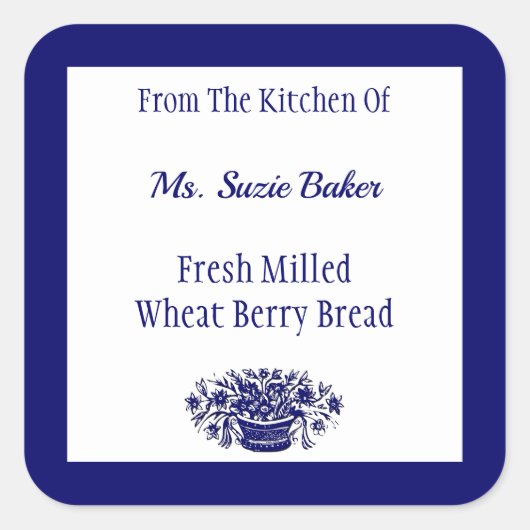 Etiketten op Aangepaste blauwe bloemen (Voorkant)