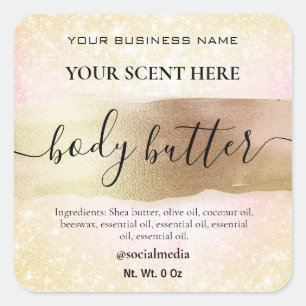 Etiketten op sparkly Gold en roze body Butter