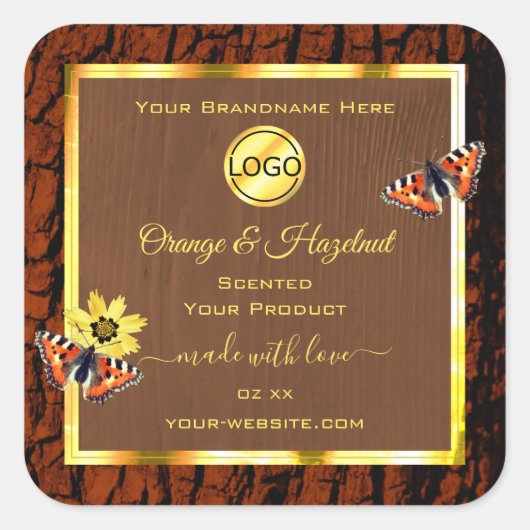 Etiketten van bruine houtkorrel - Bark - Product V (Voorkant)