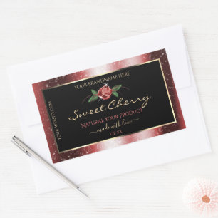 Etiketten van Floral Black en Red Soft Glitter-pro
