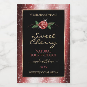 Etiketten van Floral Black en Red Soft Glitter-pro