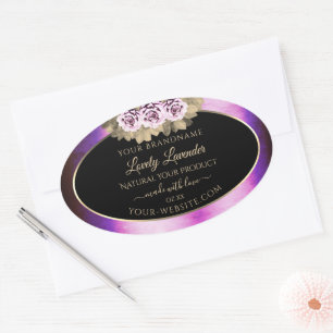 Etiketten van Floral Paarse marmer Lijst Black