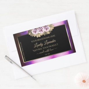 Etiketten van Floral Paarse marmer Lijst Black