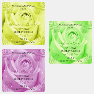 Etiketten van Floral Roos Geel Groen en Paars Prod Labels