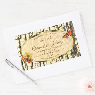 Etiketten van natuurbruin hout, korrelschors