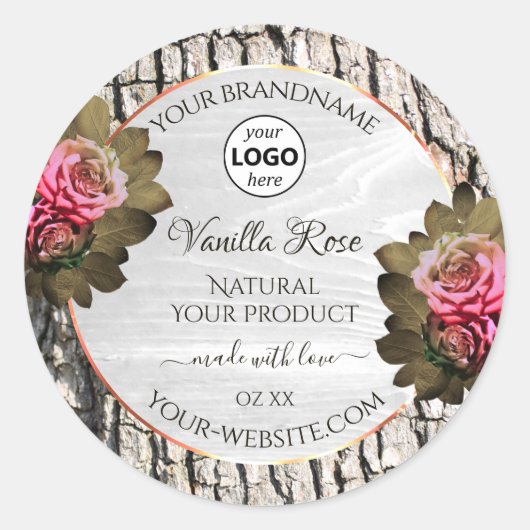 Etiketten van natuurlijke bomen Bark White Wood Pr (Voorkant)