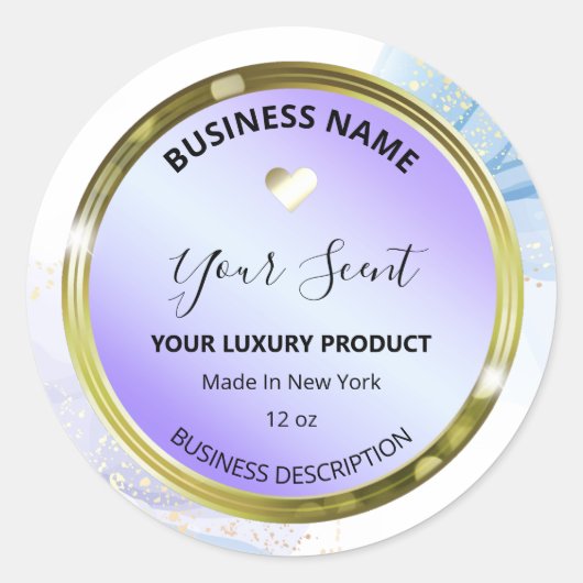 Etiketten van pluche inktblauw en goudboter (Voorkant)