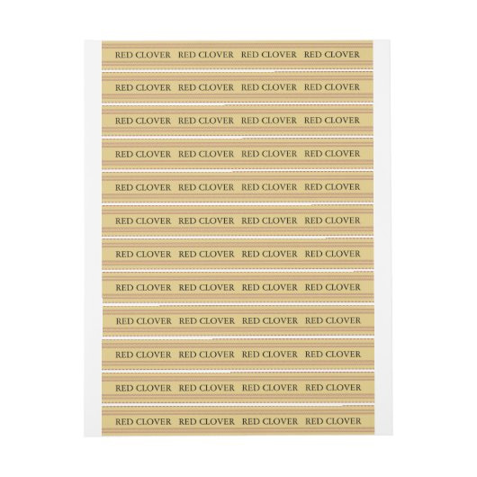 Etiketten van rode klaverhoning met bewijs van dek (Vel)